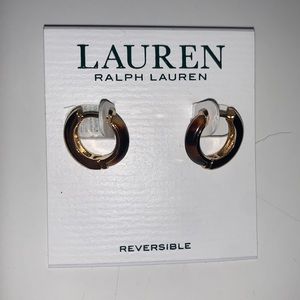 Ralph Lauren tortoiseshell and gold small hoop earrings. NWT.